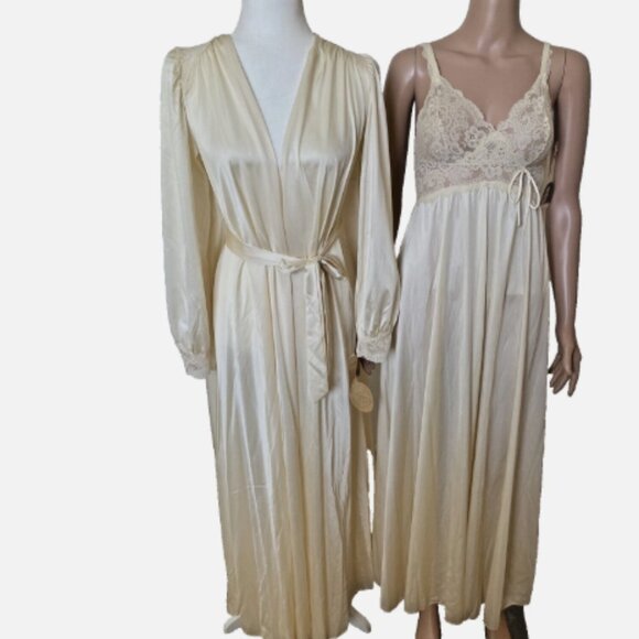 NWT OLGA CHAMPAGNE Peignoir Nightgown 9291 & Robe 9788 Set M / S - Picture 1 of 8